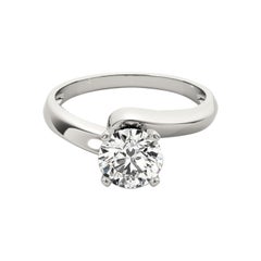 GIA Certified 1.5 Carat Round Solitaire Curved Band Platinum Diamond Ring