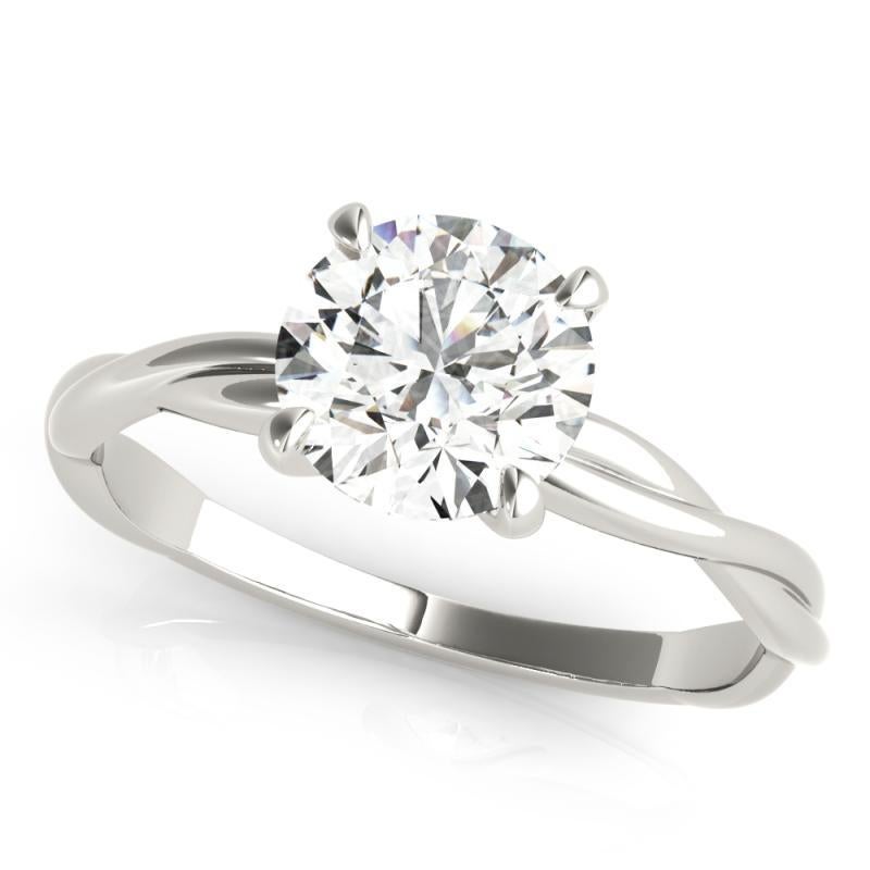 Taille ronde Bague en platine avec diamant certifié GIA de 1,5 carat solitaire rond et torsadé en vente