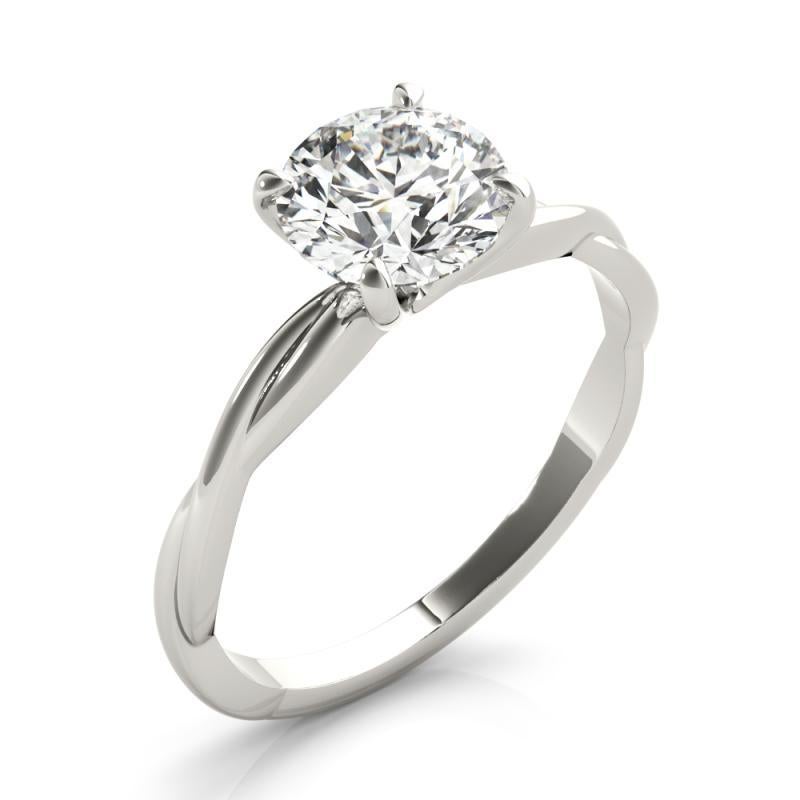 Bague en platine avec diamant certifié GIA de 1,5 carat solitaire rond et torsadé Pour femmes en vente