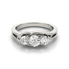 GIA Certified 1.5 Carat Round Three-Stone Split Shank Diamond Ring