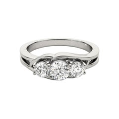 GIA Certified 1.5 Carat Round Three-Stone Split Shank Diamond Ring