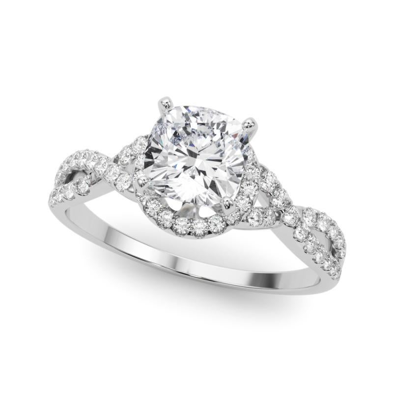 Taille coussin GIA Certified 1.5 Carat Solitaire Cushion Halo Infinity Diamond Ring en vente
