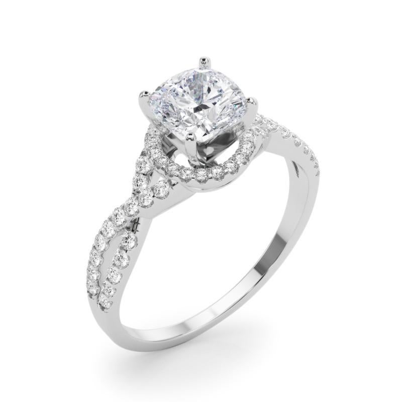 GIA Certified 1.5 Carat Solitaire Cushion Halo Infinity Diamond Ring Pour femmes en vente