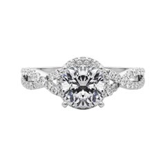 GIA Certified 1.5 Carat Solitaire Cushion Halo Infinity Diamond Ring