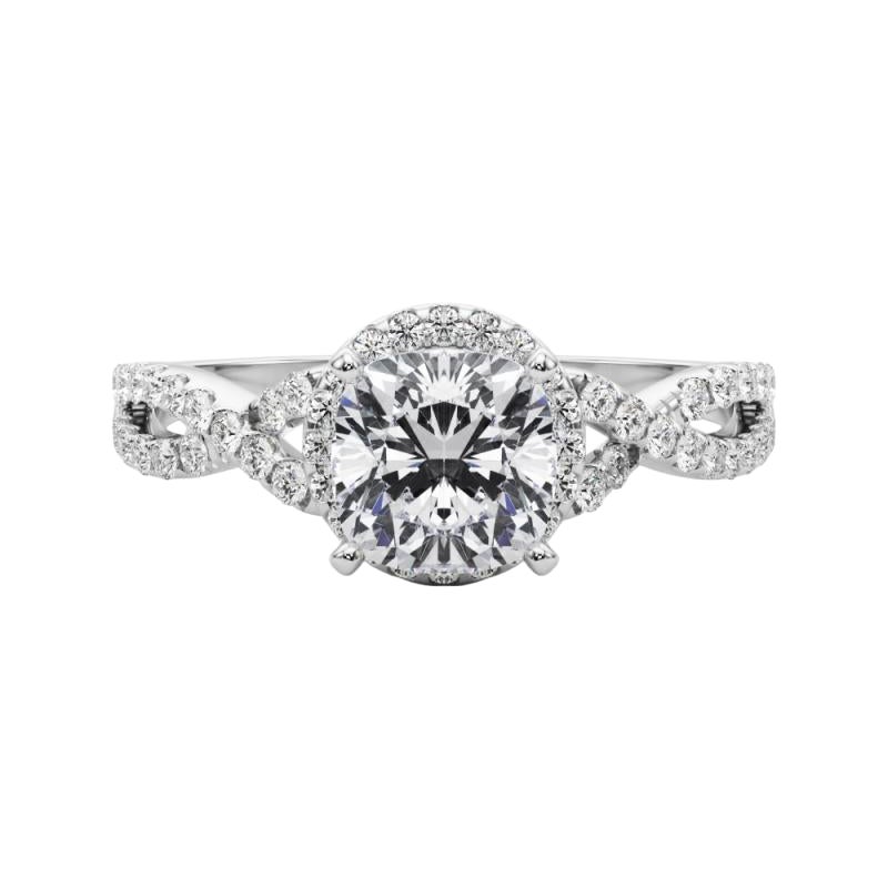 Bague de diamant en platine certifiée GIA de 1.5 carat Solitaire Cushion Halo Infinity