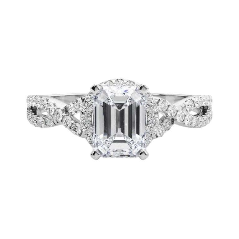 GIA zertifiziert 1.5 Karat Solitär Smaragd Halo Unendlichkeit Platin Diamant Ring