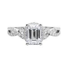 GIA zertifiziert 1.5 Karat Solitär Smaragd Halo Unendlichkeit Platin Diamant Ring