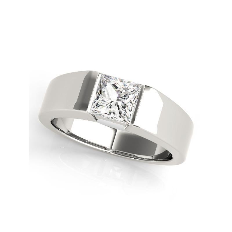 GIA zertifiziert 1,5 Karat Solitär Princess Cut Flush Set Platin Diamantring (Carréschliff) im Angebot