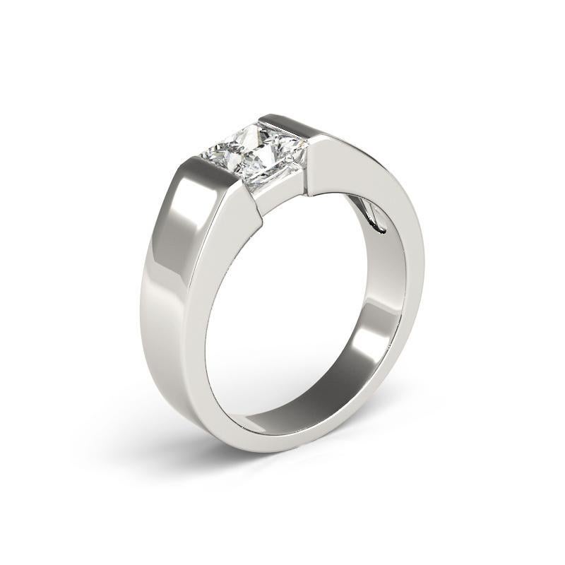 GIA zertifiziert 1,5 Karat Solitär Princess Cut Flush Set Platin Diamantring Damen im Angebot