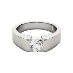 GIA zertifiziert 1,5 Karat Solitär Princess Cut Flush Set Platin Diamantring
