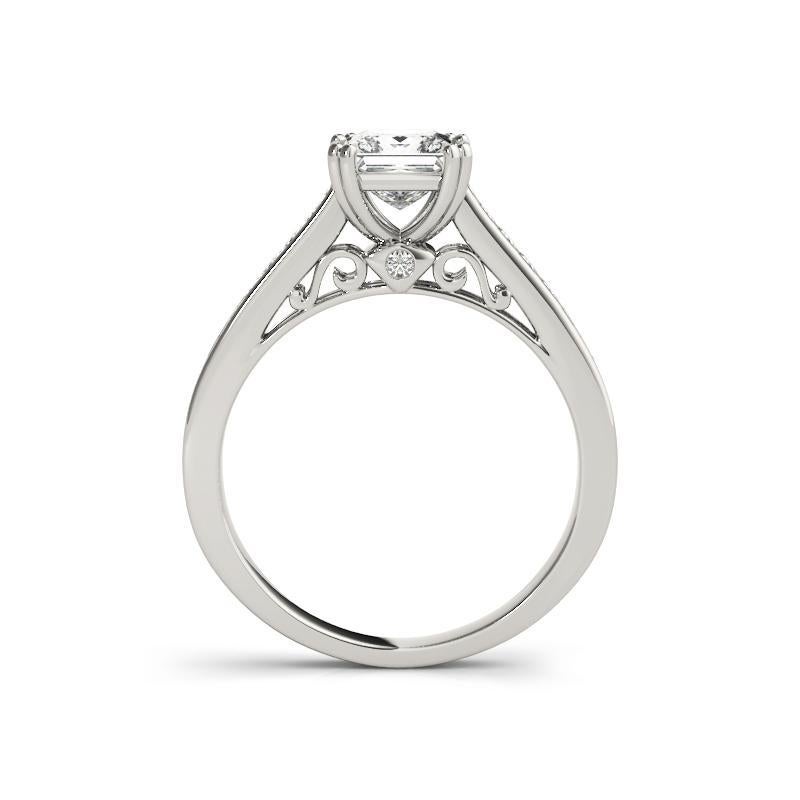GIA zertifiziert 1,5 Karat Solitär & Prinzessin Vintage Platin Diamantring (Carréschliff) im Angebot