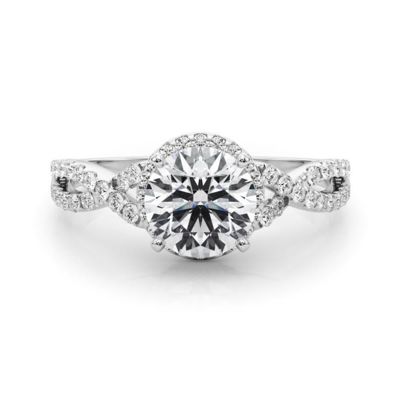 Taille ronde Bague en platine à diamant certifié GIA 1,5 carat Solitaire Round Halo Infinity en vente