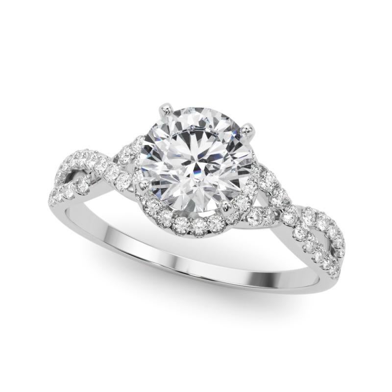 Bague en platine à diamant certifié GIA 1,5 carat Solitaire Round Halo Infinity Neuf - En vente à New York, NY