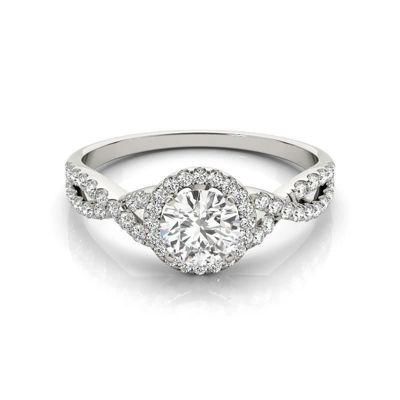 Bague en platine à diamant certifié GIA 1,5 carat Solitaire Round Halo Infinity Pour femmes en vente