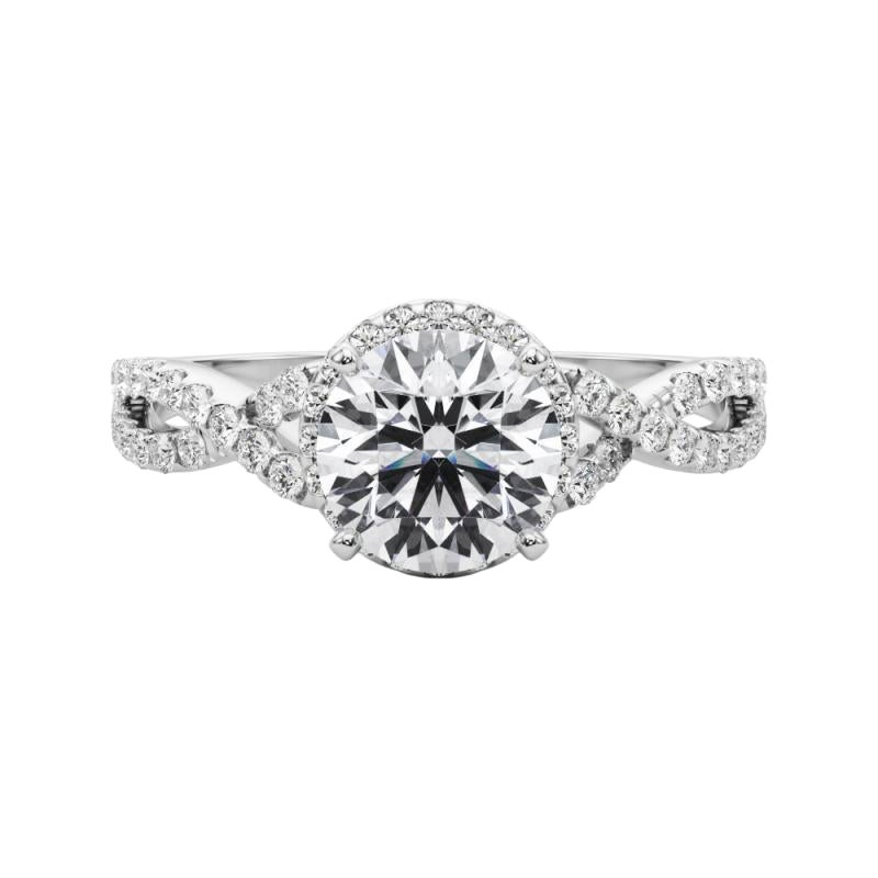 GIA Certified 1,5 Carat Solitaire Round Halo Infinity Platinum Diamond Ring