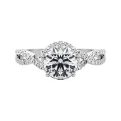 GIA Certified 1.5 Carat Solitaire Round Halo Infinity Platinum Diamond Ring
