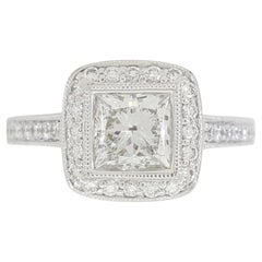 GIA zertifizierter 1,5 Karat Diamant-Halo-Verlobungsring im Prinzessinnenschliff
