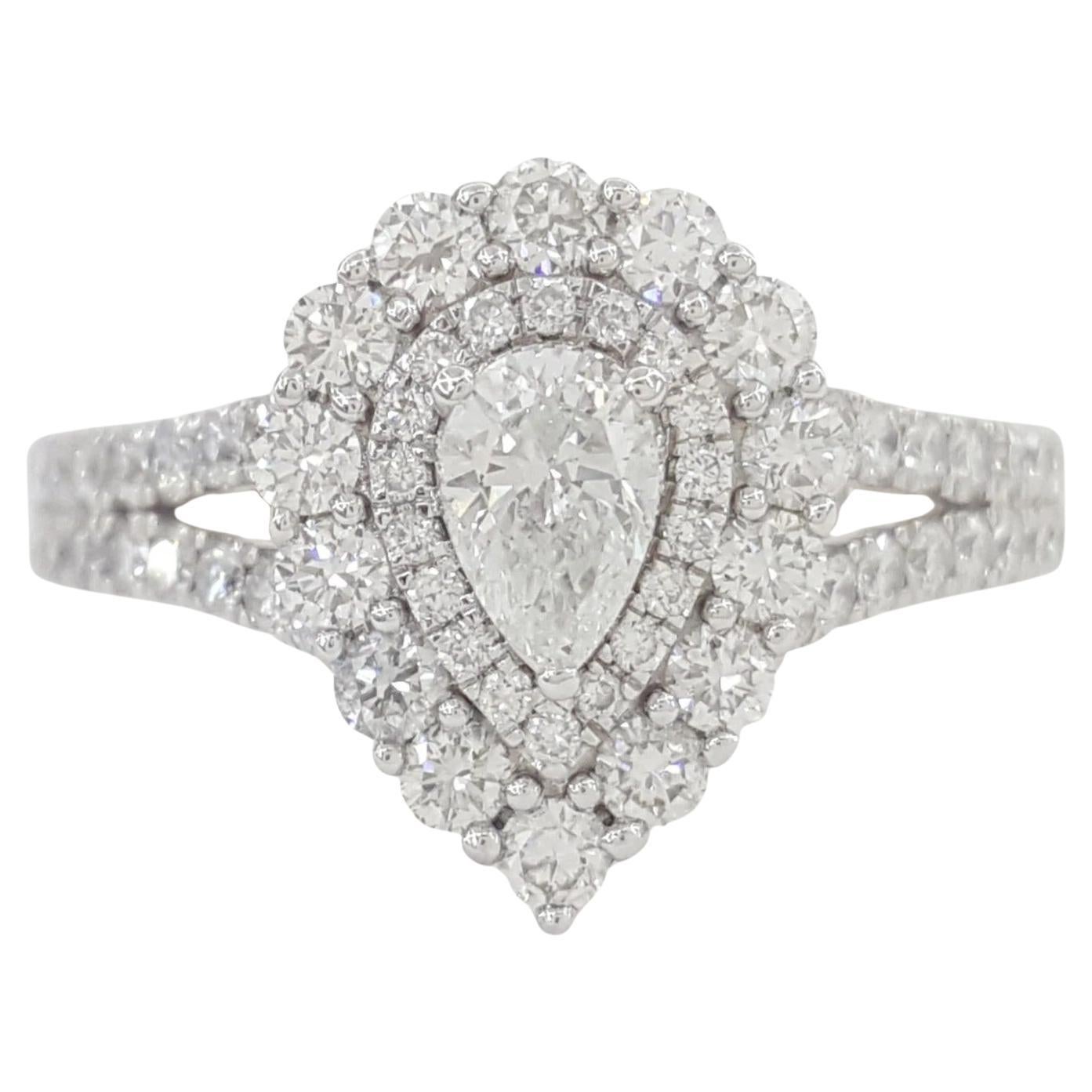 GIA zertifizierter 1,5 Karat Diamant-Halo-Verlobungsring im Prinzessinnenschliff im Angebot
