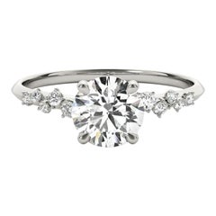Anillo de diamantes redondos en racimo de vides en espaldera de 1,5 quilates con certificado GIA