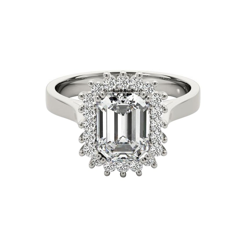 GIA Certified 1.5 Carat Vintage Emerald Halo Cluster Platinum Diamond Ring