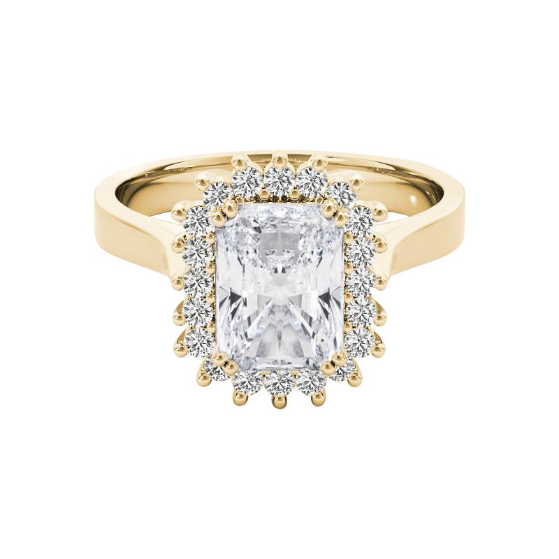 Bague à diamant Vintage By 1.5 Carat Radiant Halo Cluster certifié GIA