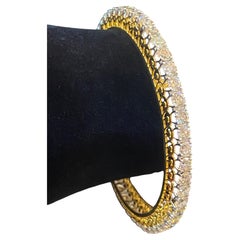 GIA Certified 15 Carats F/VS1 Round Brilliant Diamonds Eternity Bangle 18K Gold