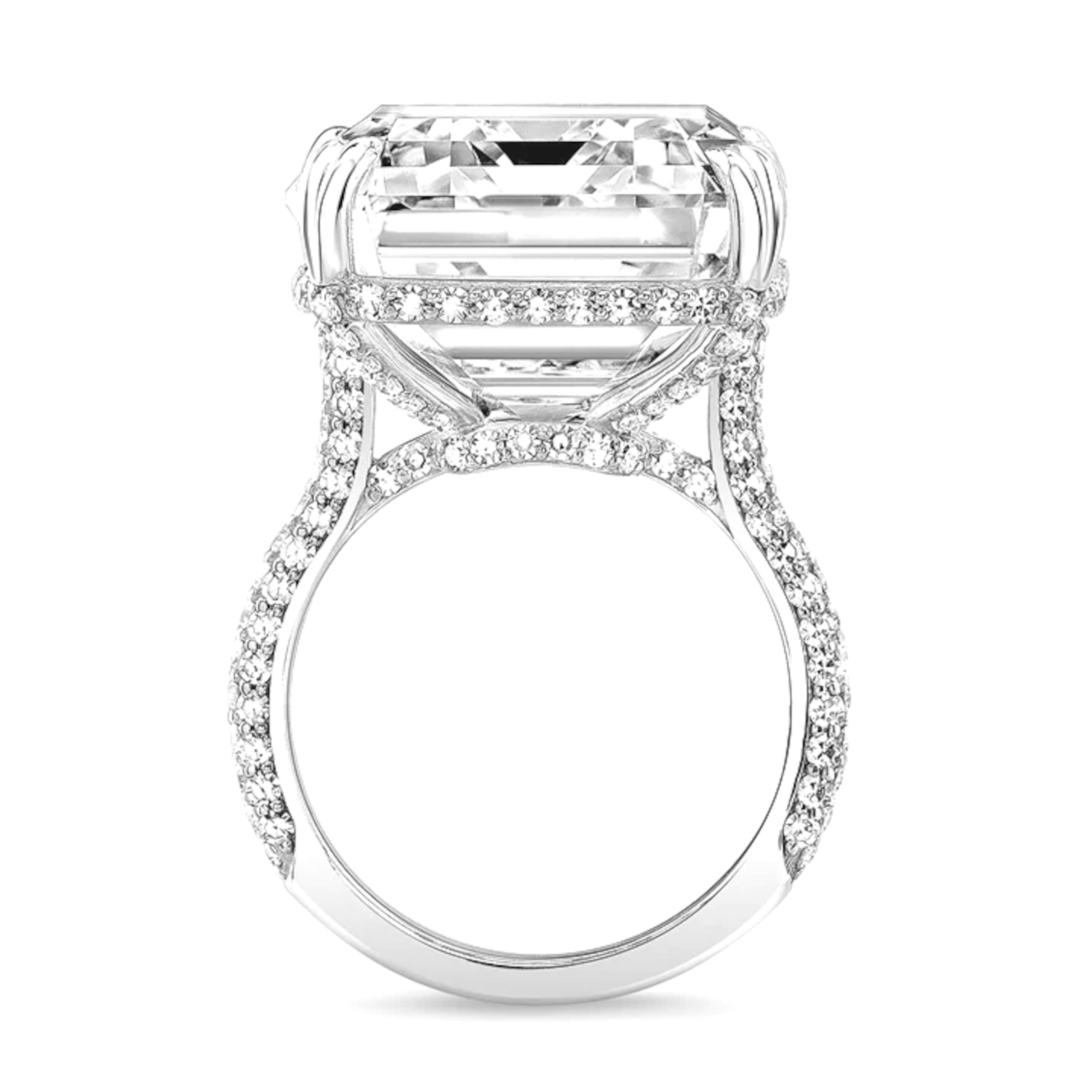 Certificado GIA 15 Ct. Anillo de platino con diamante talla esmeralda Corte esmeralda en venta