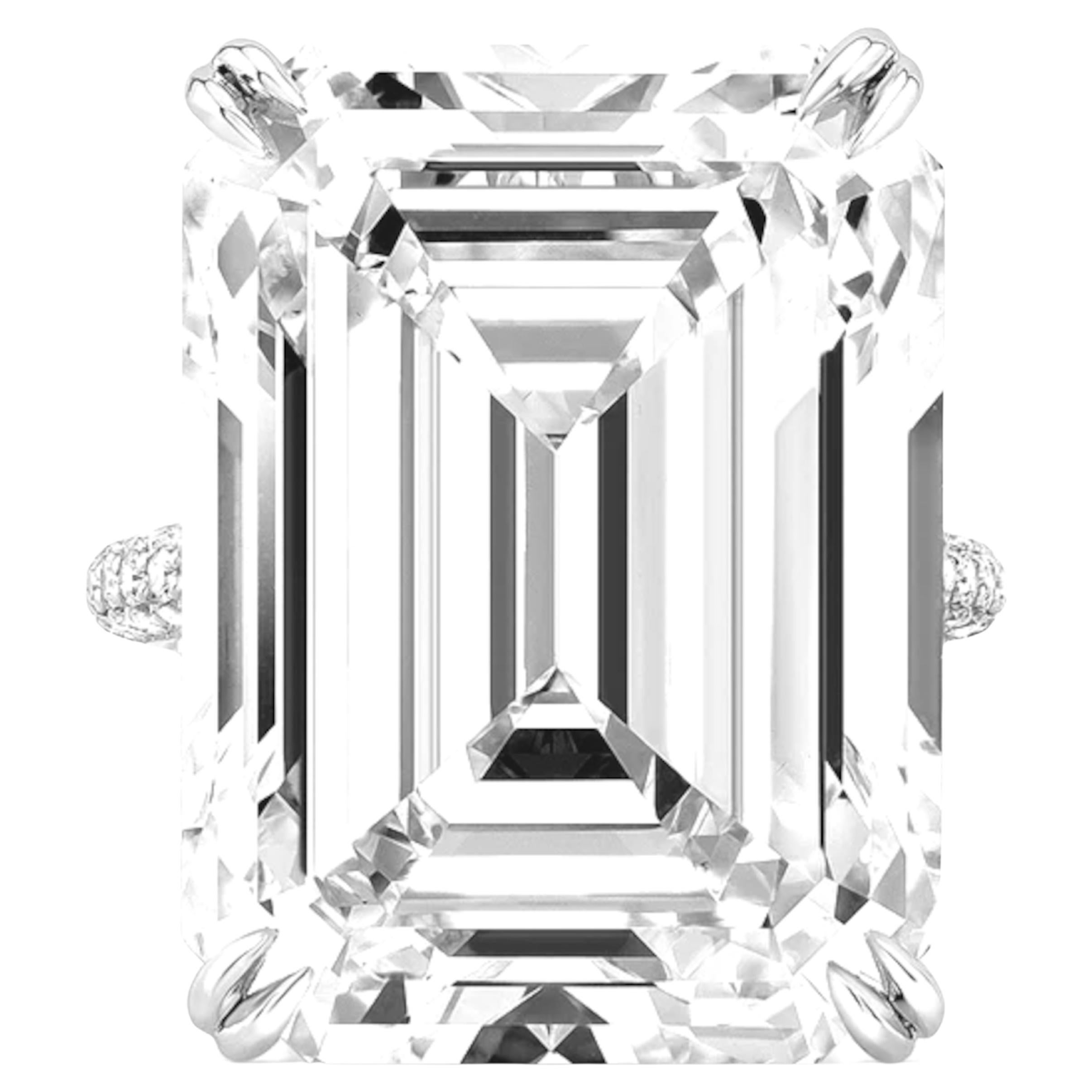 GIA Certified 15 Ct. Emerald Cut Diamond Platinum Ring