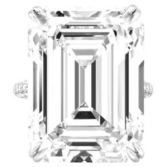 GIA Certified 15 Ct. Emerald Cut Diamond Platinum Ring