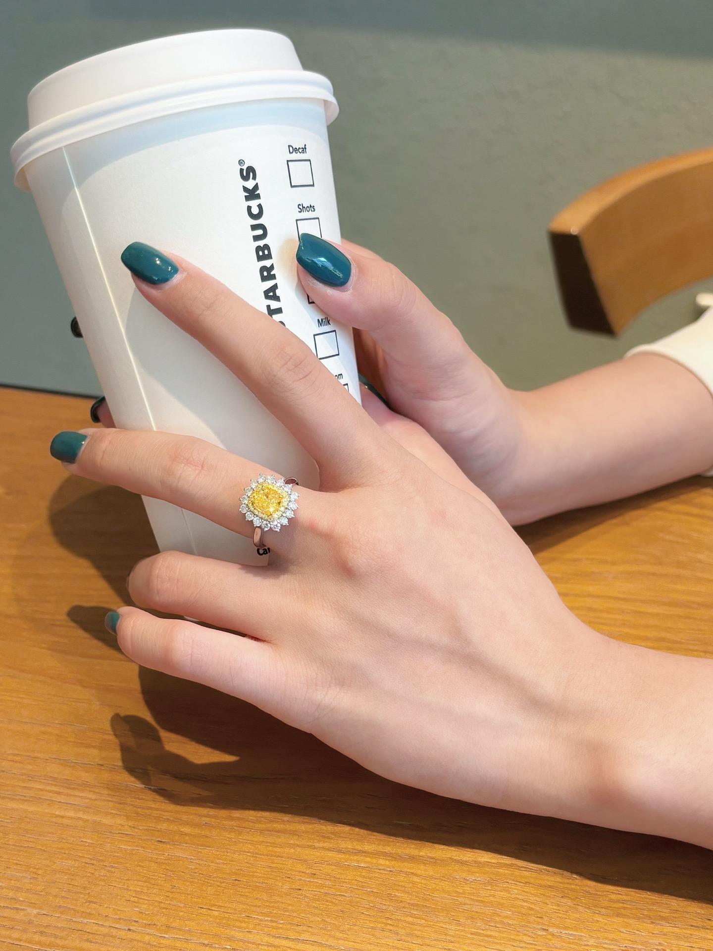 Modern GIA Certified 1.5 CT Fancy Yellow Diamond 18K Gold Ring with Diamonds For Sale