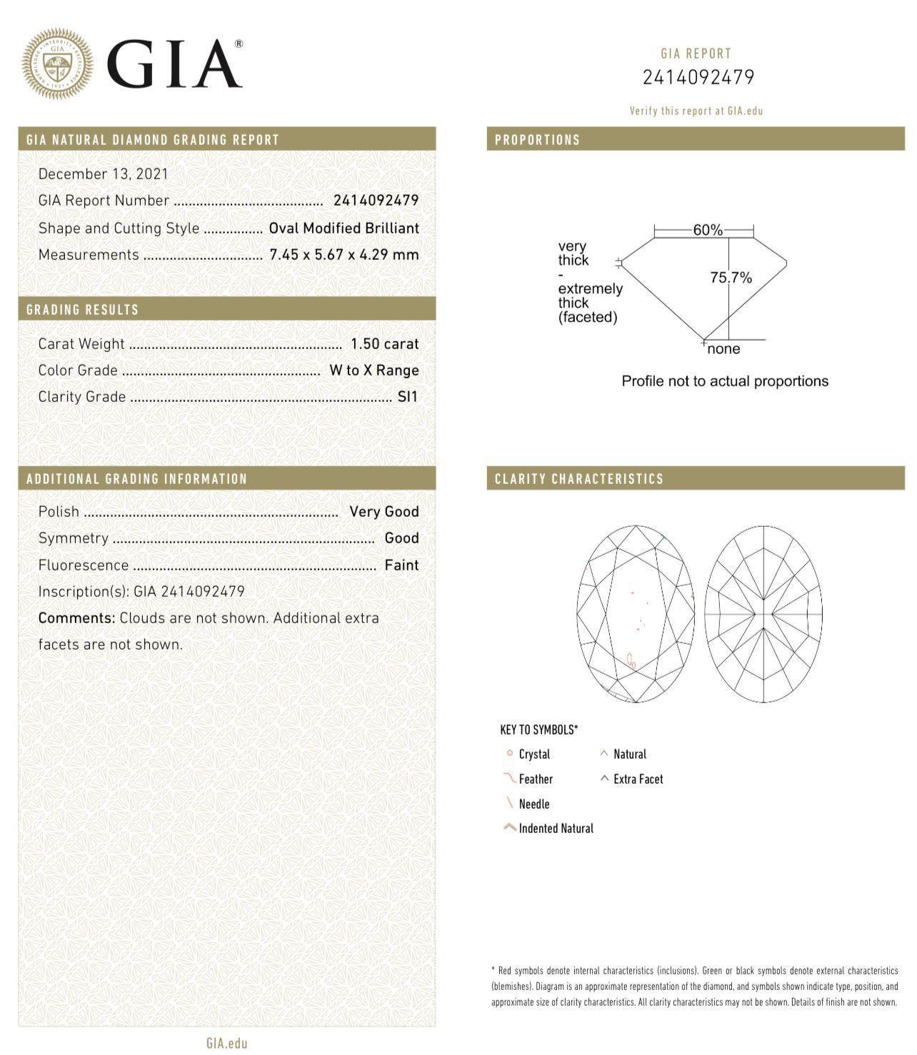 GIA Certified 1.50/1.50 Carat W-X/W-X Colour SI1/SI1 Clarity Diamond Earring For Sale 1
