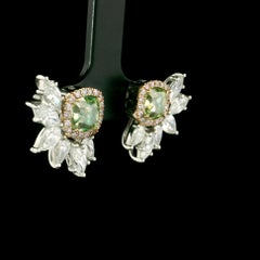 GIA Certified 1.50/1.51 Carat Fancy Brownish Greenish Yellow Diamonds Earrings