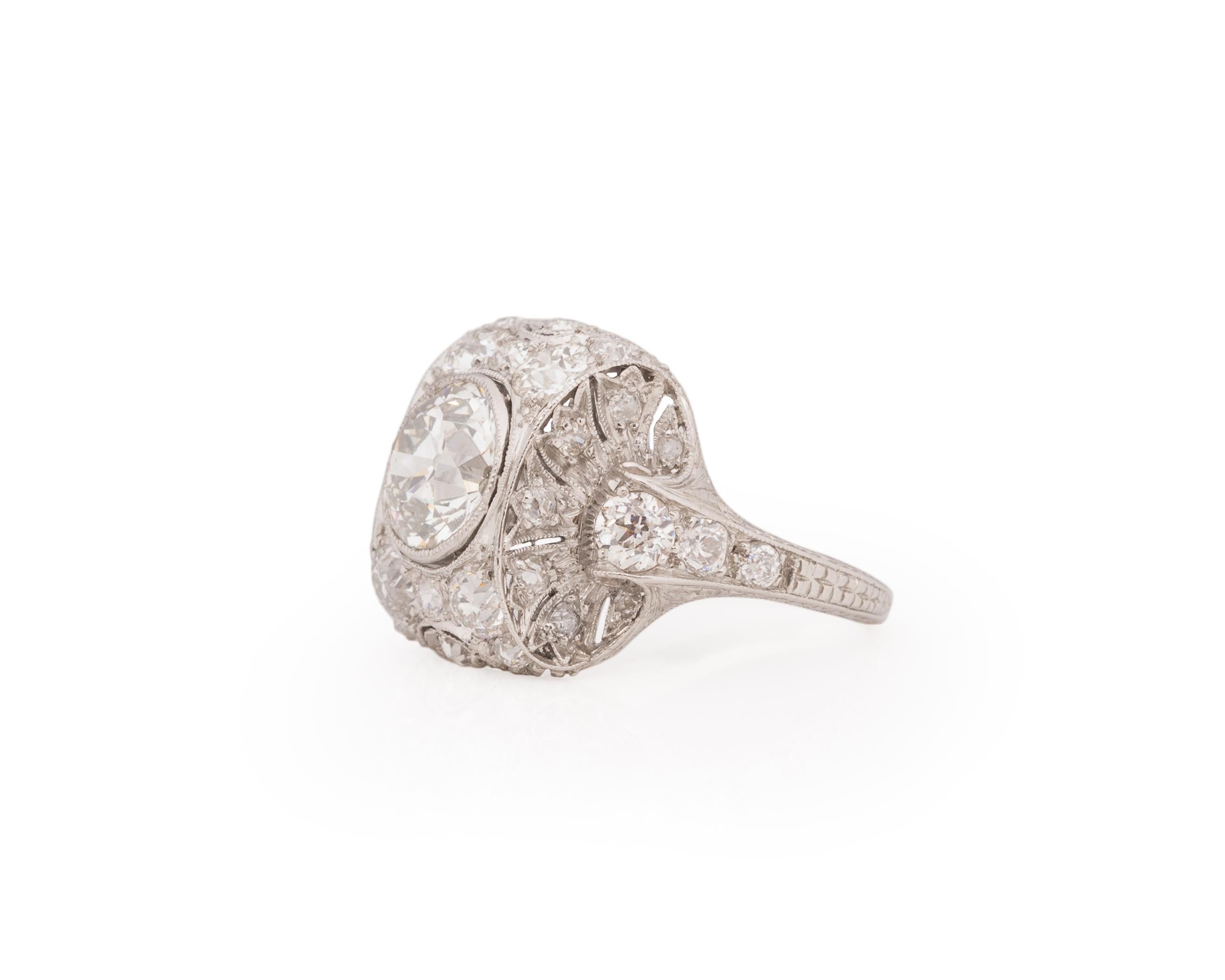 Old European Cut GIA Certified 1.50 Carat Art Deco Diamond Platinum Engagement Ring For Sale