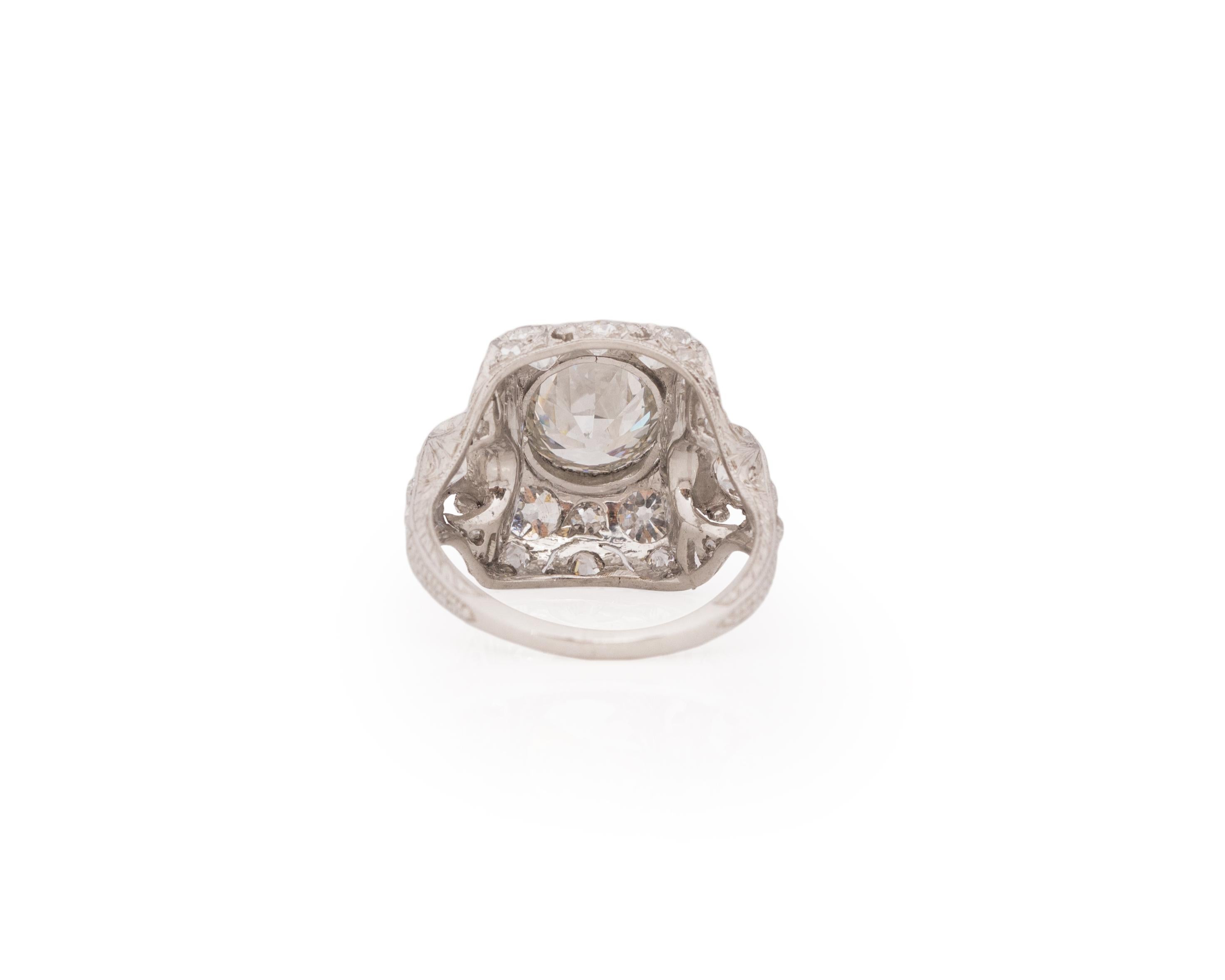 GIA Certified 1.50 Carat Art Deco Diamond Platinum Engagement Ring In Excellent Condition For Sale In Atlanta, GA