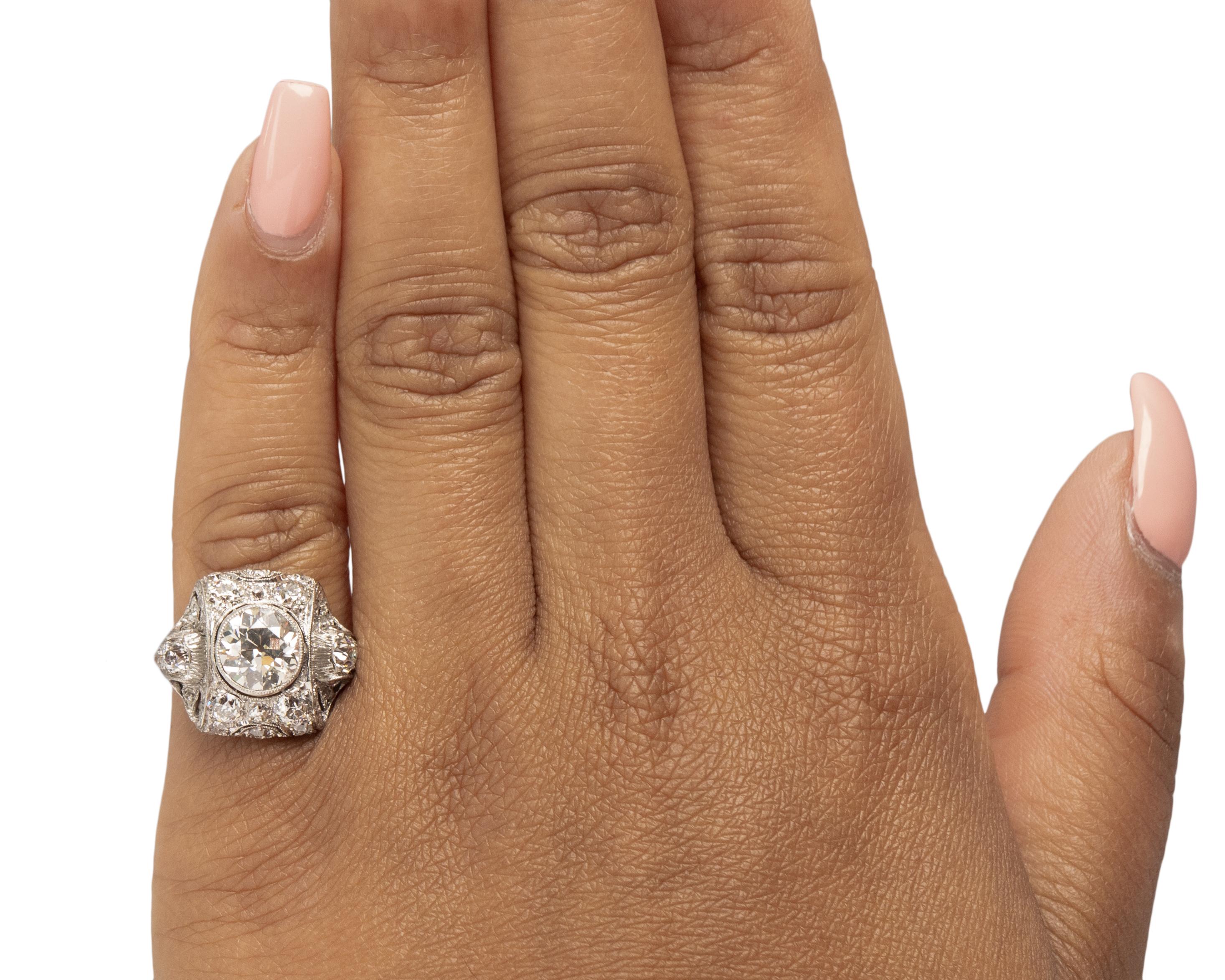 Women's GIA Certified 1.50 Carat Art Deco Diamond Platinum Engagement Ring For Sale