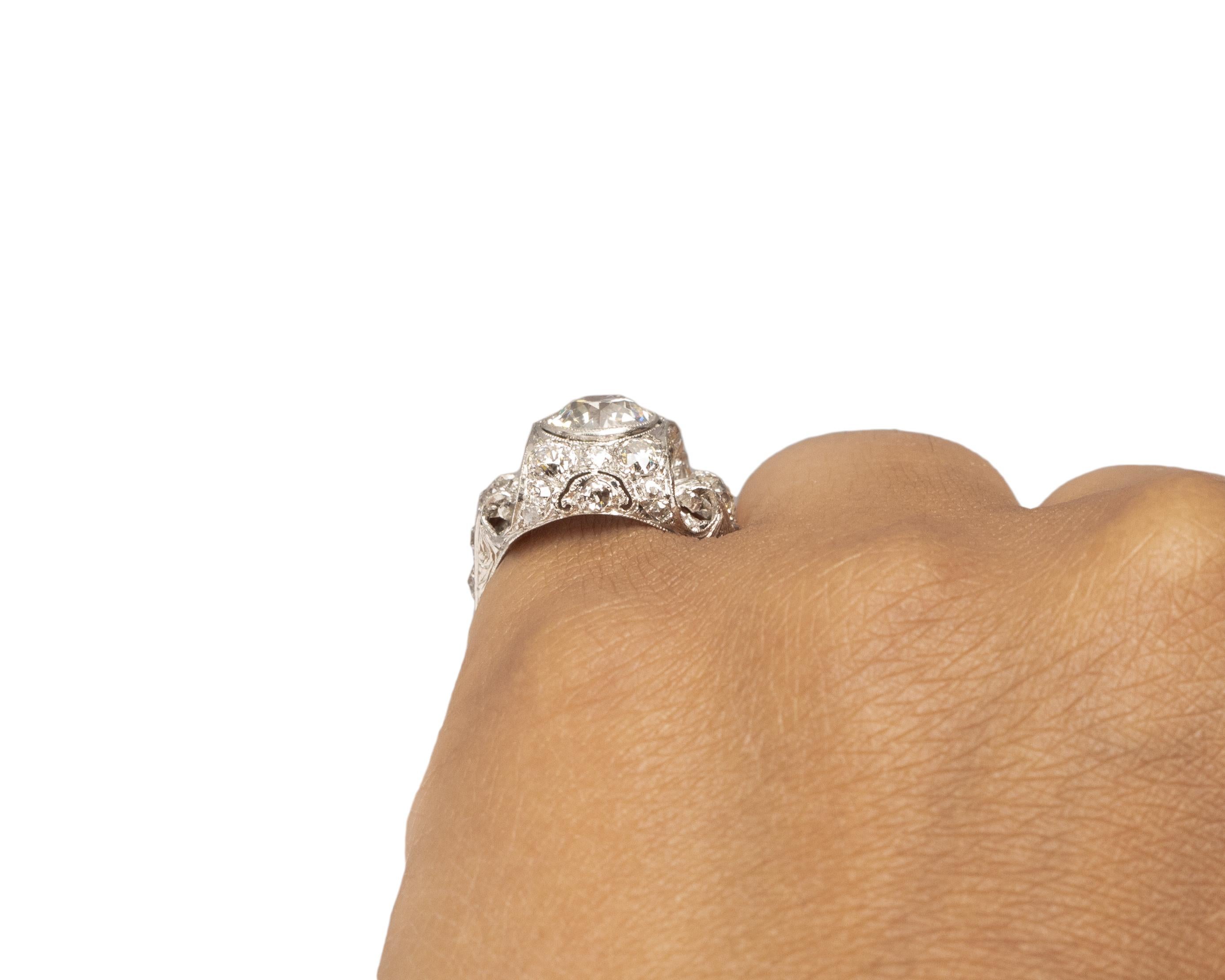 GIA Certified 1.50 Carat Art Deco Diamond Platinum Engagement Ring For Sale 1