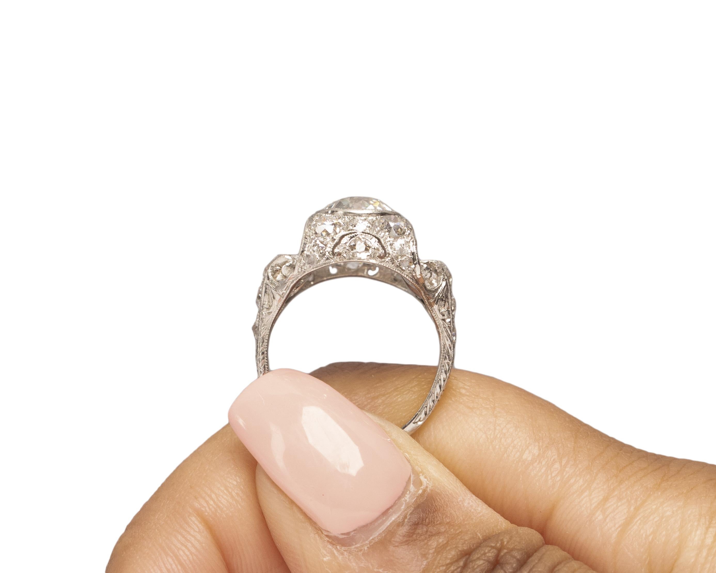 GIA Certified 1.50 Carat Art Deco Diamond Platinum Engagement Ring For Sale 3