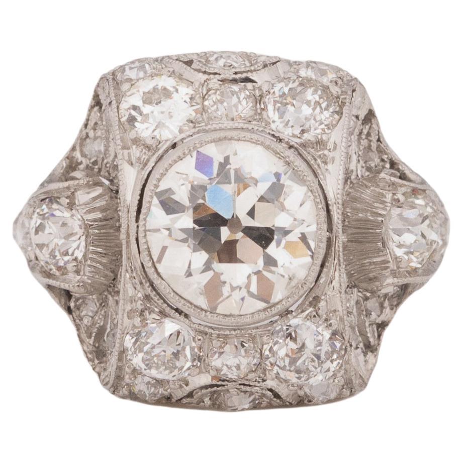 GIA Certified 1.50 Carat Art Deco Diamond Platinum Engagement Ring