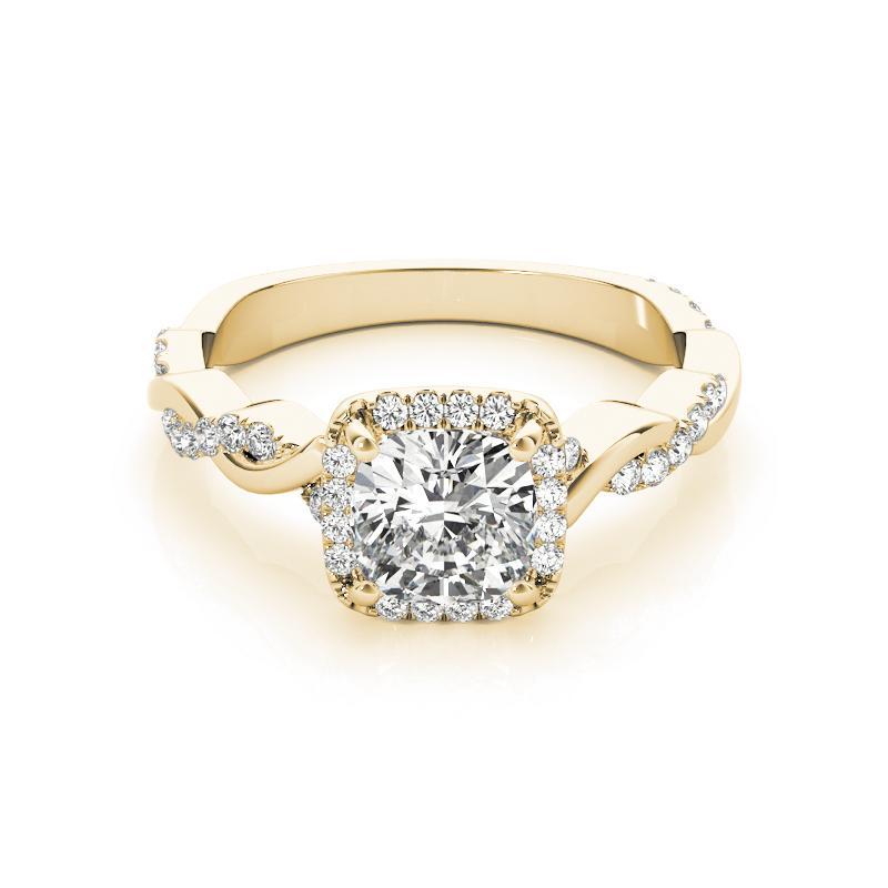 Anillo de diamantes con halo de cojín cuadrado y banda trenzada de 1,50 quilates con certificación GIA Corte cojín en venta