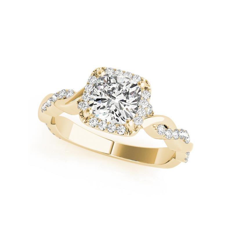 Anillo de diamantes con halo de cojín cuadrado y banda trenzada de 1,50 quilates con certificación GIA en Nuevo estado para la venta en New York, NY