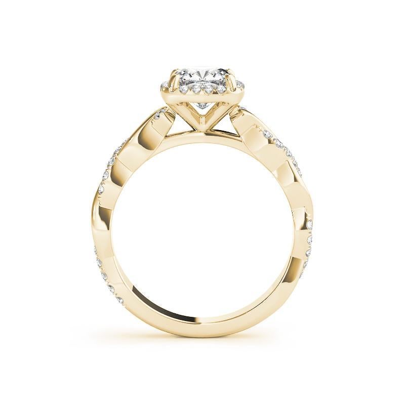 De las mujeres Anillo de diamantes con halo de cojín cuadrado y banda trenzada de 1,50 quilates con certificación GIA en venta