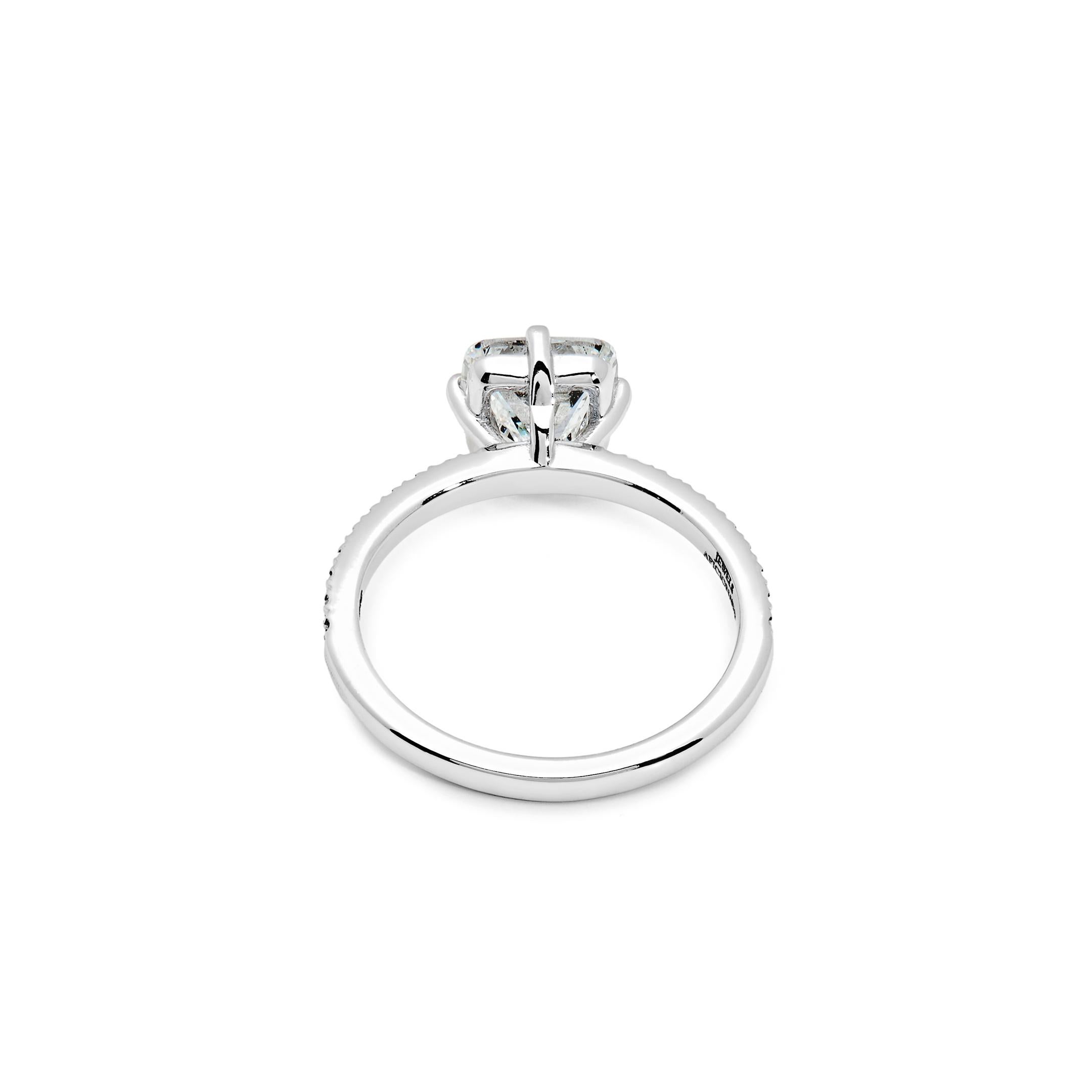 Women's or Men's GIA Certified 1.50 Carat Cushion Cut Diamond White Gold Ring For Sale