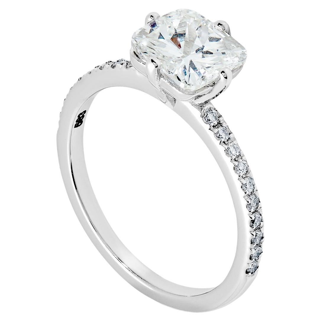 GIA Certified 1.50 Carat Cushion Cut Diamond White Gold Ring For Sale