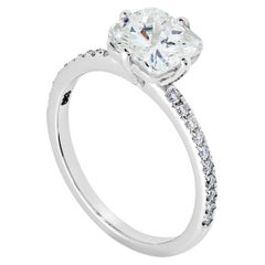 GIA Certified 1.50 Carat Cushion Cut Diamond White Gold Ring