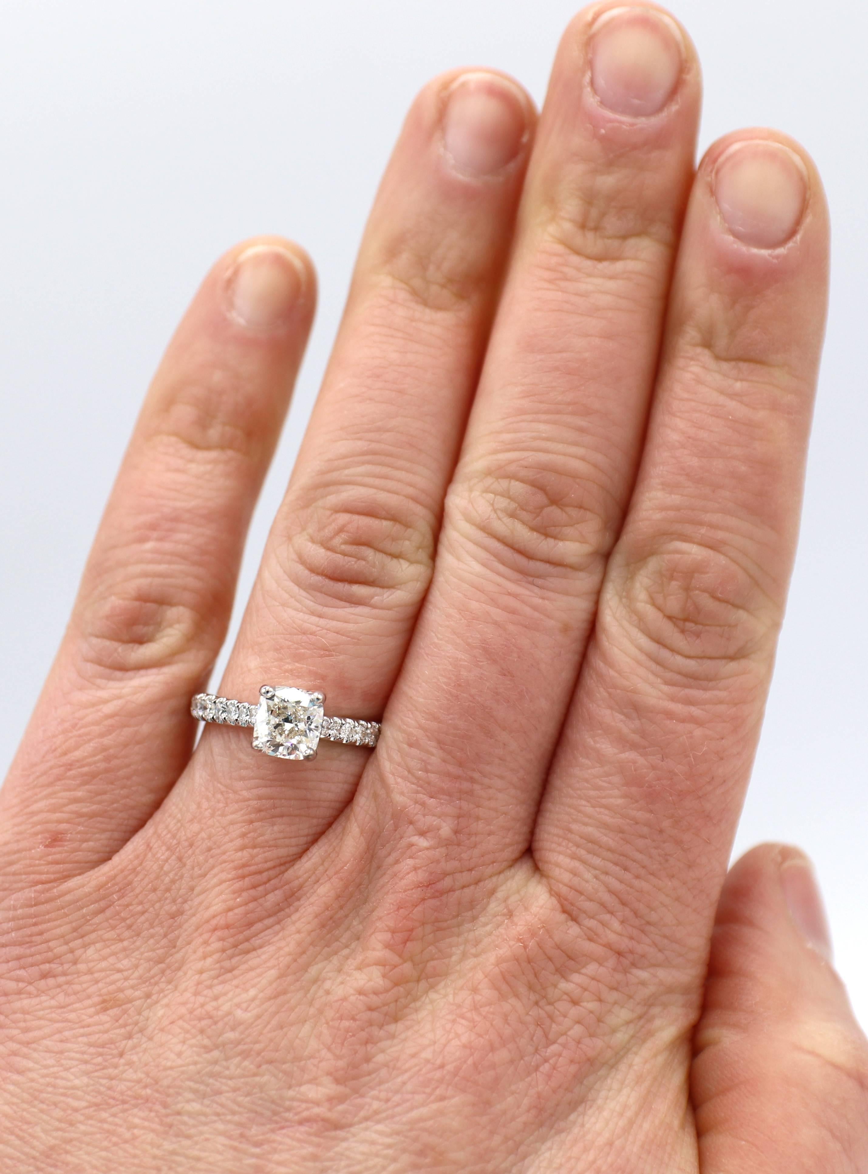 Women's GIA Certified 1.50 Carat Cushion I I1 Diamond Engagement Ring