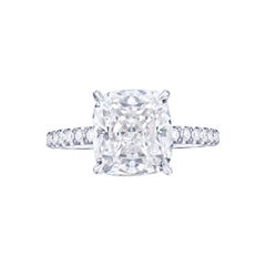GIA Certified 1.50 Carat Cushion Long Diamond Ring Pave Ring