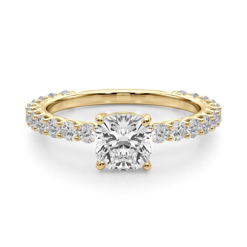 GIA Certified 1,50 Carat Cushion Partial Eternity Shank Diamond Ring In condizioni Nuovo in vendita a New York, NY