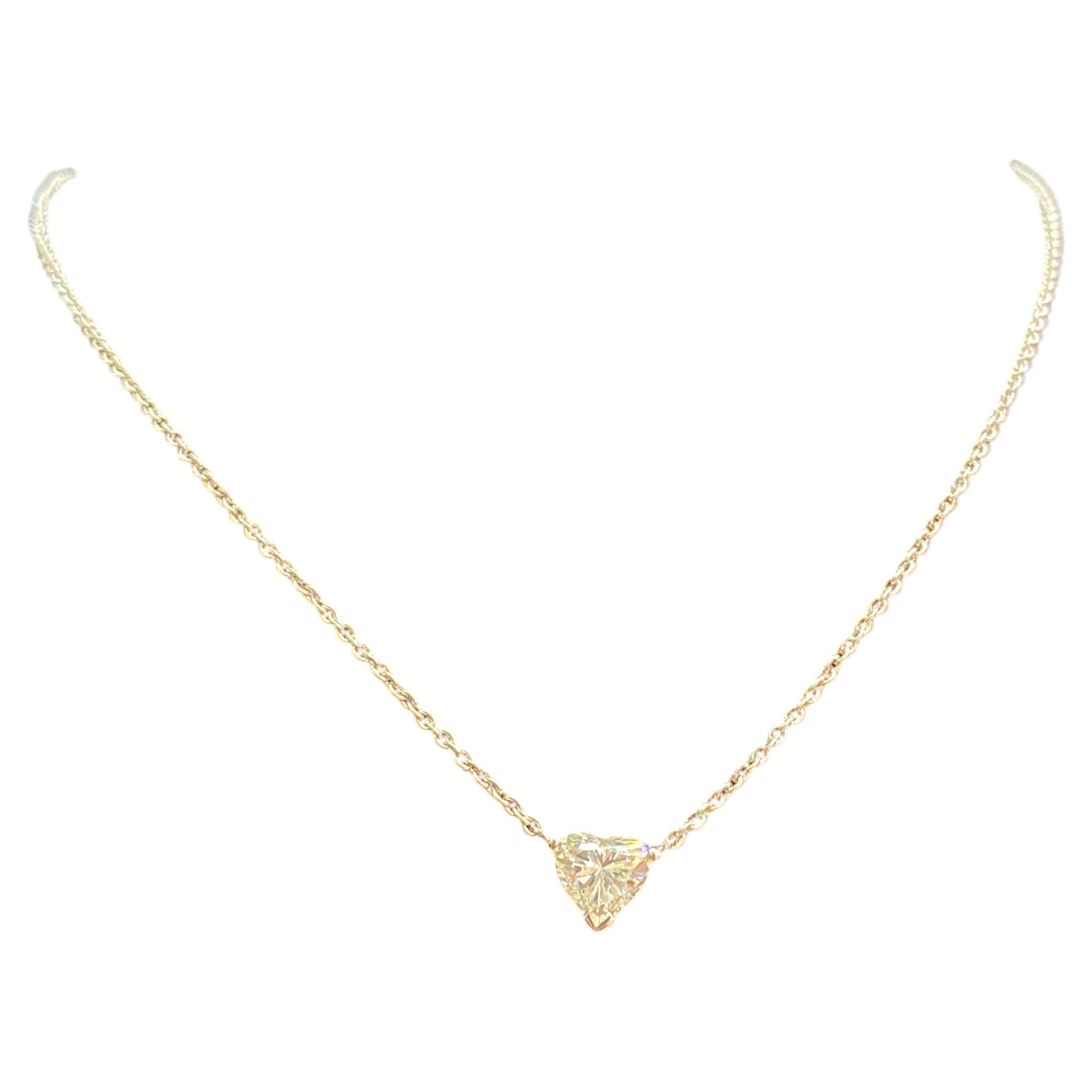 GIA-zertifiziert 1,50 Karat D VS1 Herzform Diamant-Halskette in 18K Weißgold