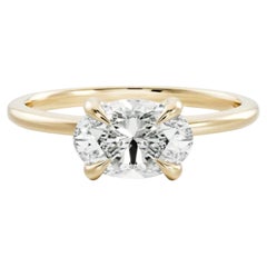 GIA Certified 1.50 Carat D VVS1 Oval Diamond East-West Ring in 18K Yellow Gold