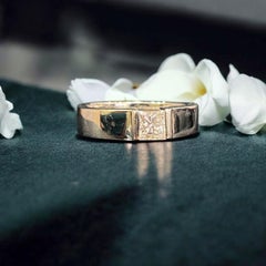 GIA Certified 1.50 Carat D/VVS1 Princess Diamond Men’s Half Bezel Ring 18K Gold